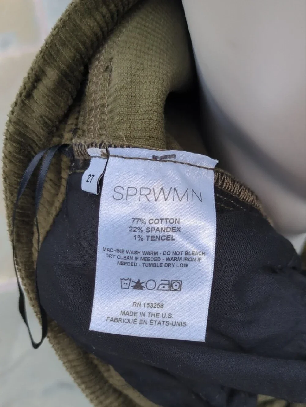 SPRWMN Olive Green Corduroy Pants